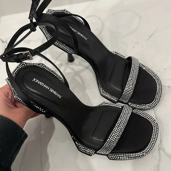 Jonathan Simkhai Crystal Satin Heels - Picture 8 of 9
